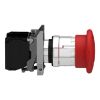 Picture of Emergency stop push button, Harmony XB4, metal, red mushroom, 40mm, 22mm, trigger latching turn to release, 2NC