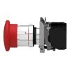 Picture of Emergency stop push button, Harmony XB4, metal, red mushroom, 40mm, 22mm, trigger latching turn to release, 2NC