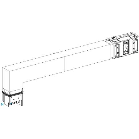 Picture of Elbow, Canalis KSA630, aluminium, 500/630A, side A made to measure with fire barrier, to go downward, 3L+N+PE, RAL9001
