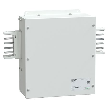 Picture of Central feed unit, Canalis KSA250, aluminium, 100/160/250A, central mounting, without line protection, 3L+N+PE, RAL9001