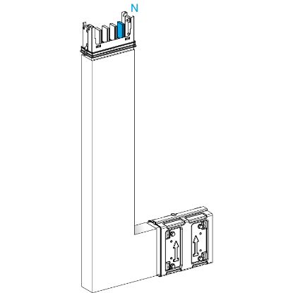 Picture of Elbow, Canalis KSA400, aluminium, 400A, side B made to measure, to go upward, 3L+N+PE, white RAL9001