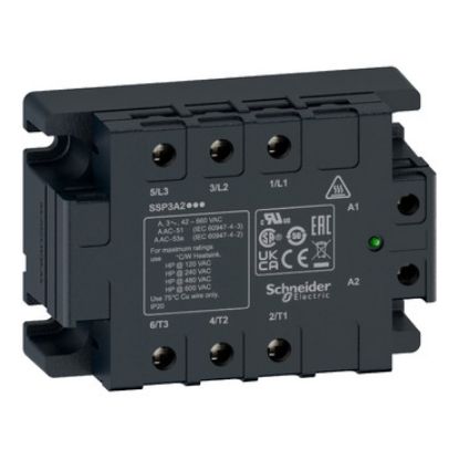 Picture of Harmony Solid State Relays, Solid state relay, 50A, panel mount, zero voltage switching, thermal pad, input 18…36V AC, output 48…530V AC