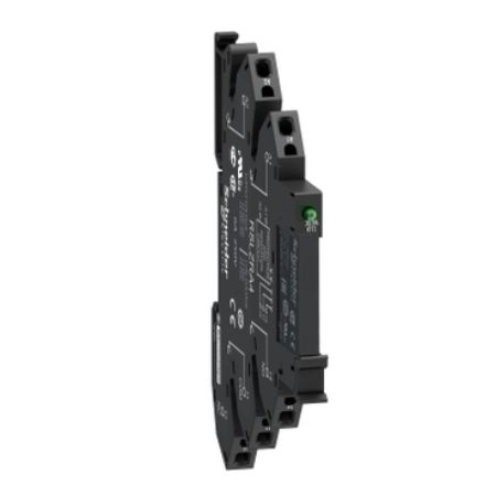 Picture of slim interface relay, Harmony Electromechanical Relays,  pre assembled, 6A, 1CO, with LED, spring terminals, 24V AC/DC