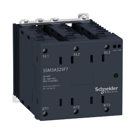 Picture of pre Assembled, Harmony Solid State Relays, 25A, DIN rail mount, zero voltage switching, input 180...280V AC, output 48...600V AC