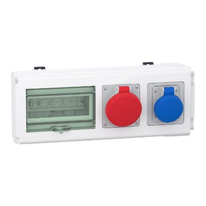 Picture of Tap off unit, Canalis KN,  for modular devices, 32A, 3L+N+PE, up to 8 modules of 18mm, with 2 IEC power sockets, IP55