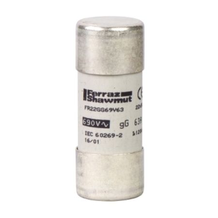 Picture of NFC cartridge fuses, TeSys GS, cylindrical, 22mm x 58mm, fuse type gG, 690VAC, 10A, without striker, set of 10 parts