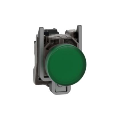 Picture of Pilot light, Harmony XB4,metal, green, 22mm, universal LED, plain lens, 110...120V AC