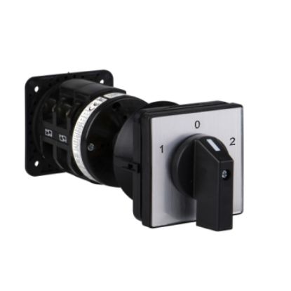 Picture of Cam reversing switch, Harmony K, front mounting, plastic, 3 poles, position 0, 60°, 50A, 64x64mm, marked 1/0/2
