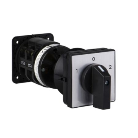 Picture of Cam reversing switch, Harmony K, front mounting, plastic, 3 poles, position 0, 60°, 50A, 64x64mm, marked 1/0/2