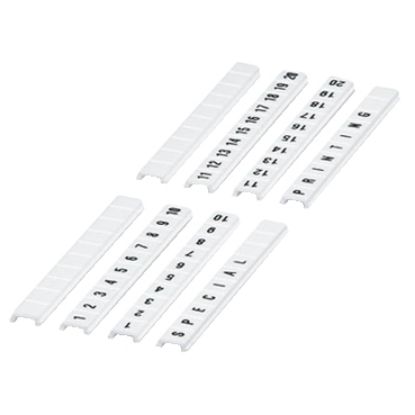 Picture of Marking strip, Linergy TR, clip in type, flat, 5mm, printed characters 21 to 30, printed horizontal, white, Set of 10