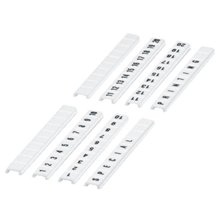 Picture of Marking strip, Linergy TR, clip in type, flat, 6mm, printed characters 41 to 50, printed horizontal, white, Set of 10