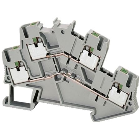 Picture of Terminal block, Linergy TR, push-in type, feed through, 2 level, 4 points, 2.5mm², grey, set of 50