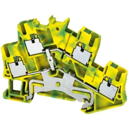 Picture of Terminal block, Linergy TR, push-in type, 4 points, 2.5mm², double level, protective earth, green-yellow, set of 50