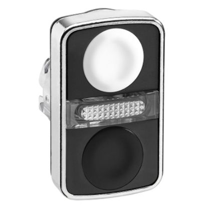 Picture of Head for illuminated double headed push button, Harmony XB4, white flush black flush push button 22mm unmarked