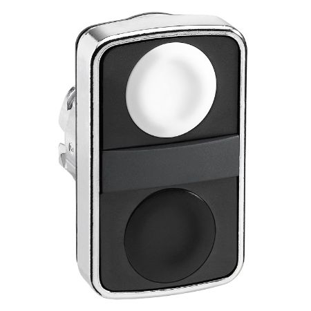 Picture of Head for double headed push button, Harmony XB4, metal, 22mm, 1 white flush unmarked+1 black flush unmarked