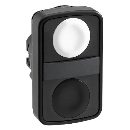 Picture of Head for double headed push button, Harmony XB5, 2 rectangular white/black flush, 22mm, spring return, unmarked