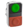 Picture of Head for double headed push button, Harmony XB4, metal, 22mm, 1 green flush unmarked+1 red projecting unmarked