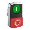 Picture of Head for double headed push button, Harmony XB4, metal, 22mm, 1 green flush marked I + 1 red projecting marked O