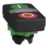 Picture of Illuminated double headed push button head, Harmony XB5, plastic, 22mm, 1 green flush marked I + 1 pilot light + 1 red flush marked O