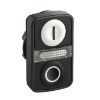 Picture of Illuminated double headed push button head, Harmony XB5, plastic, 22mm, 1 white flush marked I + 1 pilot light + 1 black flush marked O