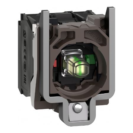 Picture of Harmony XB4, Complete body/contact assembly and light block,metal, universal LED, body/fixing collar, 1NO + 1NC, 230…240V AC