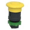 Picture of Mushroom push button head 40mm, Harmony XB5, plastic, yellow, 22mm, latching turn realease