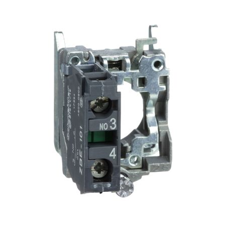Picture of Harmony XB4, Single contact block with body fixing collar, metal, screw clamp terminal, 1NO