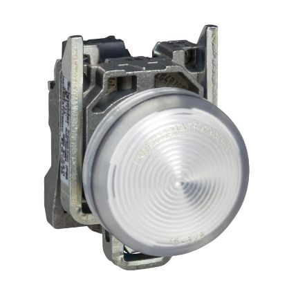 Picture of Harmony XB4, Pilot light, grey plastic, white, 22mm, universal LED, plain lens, 230...240V AC