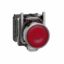 Picture of Illuminated push button, Harmony XB4, metal, red flush, 22mm, universal LED, plain lens, 1NO + 1NC, 24V AC DC