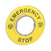 Picture of Legend holder 60mm for emergency stop, Harmony XB4, plastic, yellow, marked EMERGENCY STOP