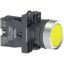 Picture of Complete push button, Easy Harmony XA2, plastic, flush, yellow, 22mm, spring return, unmarked, 1NO