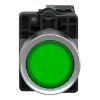 Picture of Complete illuminated push button, Easy Harmony XA2, plastic, flush, green, 22mm, spring return, 220V AC, 1NO