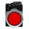 Picture of Complete illuminated push button, Easy Harmony XA2, plastic, flush, red, 22mm, spring return, 24V AC DC, 1NO