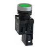 Picture of Complete illuminated push button, Easy Harmony XA2, plastic, flush, green, 22mm, spring return, 24V AC DC, 1NO