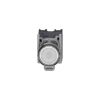 Picture of Complete illuminated push button, Harmony XB4 - ATEX D, metal, white flush, 22mm, spring return, booted, 1NO, 24...254V AC/DC