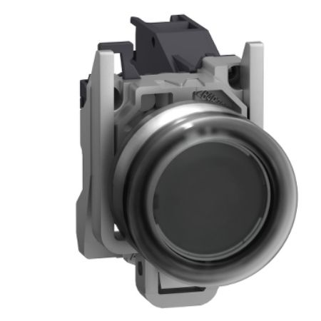 Picture of Complete push button, Harmony XB4 - ATEX D, black projecting with boot, metal, 22mm, spring return, 1NO