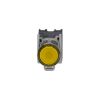 Picture of Complete illuminated push button, Harmony XB4 - ATEX D, metal, yellow flush, 22mm, spring return, booted, 1NO, 24...254V AC/DC