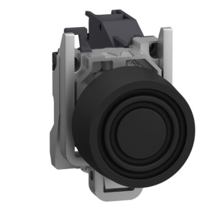 Picture of Complete push button, Harmony XB4 - ATEX D, black projecting with boot, metal, 22mm,  spring return, 1NO