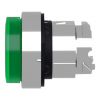 Picture of Harmony XB4, Head for illuminated push button, metal, green projecting, 22mm, universal LED, spring return, plain lens