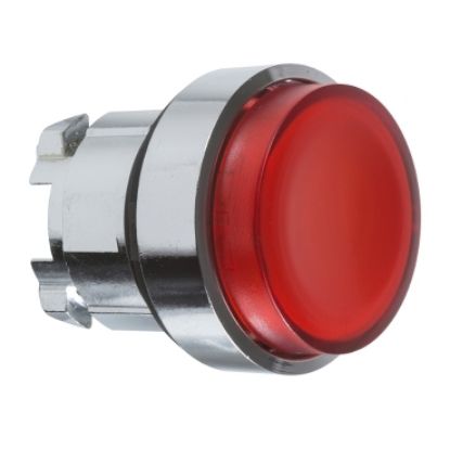 Picture of Head for illuminated push button, Harmony XB4, metal, red projecting, 22mm, spring return, BA9s bulb, unmarked