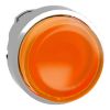 Picture of Harmony XB4, Head for illuminated push button, metal, orange projecting, 22mm, universal LED, spring return, plain lens