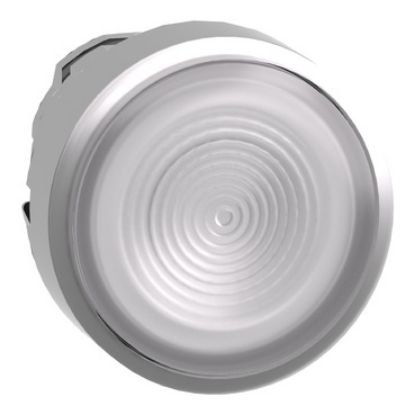 Picture of Head for illuminated push button, Harmony XB4, metal, white flush, 22mm, universal LED, spring return, grooved lens