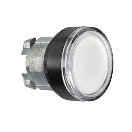 Picture of Head for illuminated push button, Harmony XB4, black metal, white projecting, 22mm, spring return, BA9s bulb, unmarked