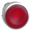 Picture of Head for illuminated push button, Harmony XB4, metal, red flush, 22mm, universal LED, spring return, grooved lens