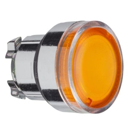 Picture of Head for illuminated push button, Harmony XB4, metal, flush, orange, 22mm, spring return, plain lens for BA9s bulb