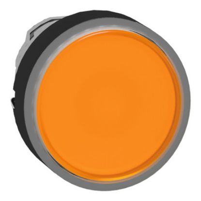 Picture of Head for illuminated push button, Harmony XB4, orange flush, 22mm, universal LED, spring return, plain, unmarked