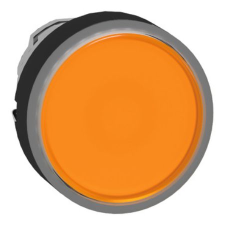 Picture of Head for illuminated push button, Harmony XB4, orange flush, 22mm, universal LED, spring return, plain, unmarked