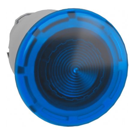 Picture of Harmony XB4, Head for illuminated push button, metal, blue mushroom 40mm, 22mm, universal LED, spring return