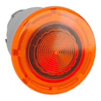 Picture of Harmony XB4, Head for illuminated push button, metal, orange mushroom 40mm, 22mm, universal LED, spring return, unmarked