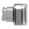 Picture of Head for illuminated push button, Harmony XB4, metal, green flush, 22mm, universal LED, spring return, clear boot
